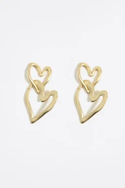 Cheap BIMBA Y LOLA Pendientes Corazones Textura Dorados