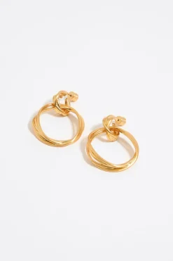 Sale BIMBA Y LOLA Pendientes Doble Aro Dorado Mate