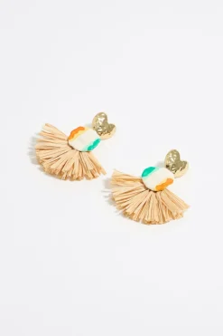 Shop BIMBA Y LOLA Pendientes Flor Ceramica Y Rafia