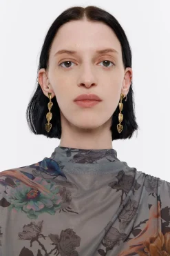 Online BIMBA Y LOLA Pendientes Hojas Dorado Mate