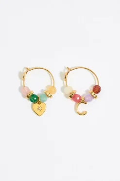 Hot BIMBA Y LOLA Pendientes Letra C Piedras Multicolores