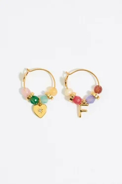 Sale BIMBA Y LOLA Pendientes Letra F Piedras Multicolores