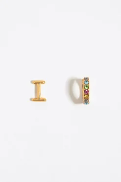 Flash Sale BIMBA Y LOLA Pendientes Letra I Y Aro Mini Cristales Multicolores