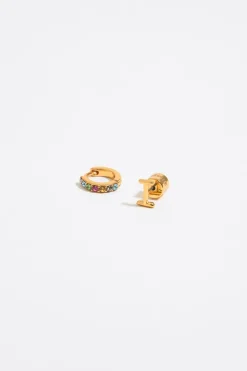 Flash Sale BIMBA Y LOLA Pendientes Letra I Y Aro Mini Cristales Multicolores