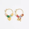 Hot BIMBA Y LOLA Pendientes Letra M Piedras Multicolores