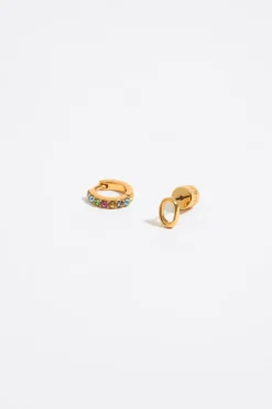 Outlet BIMBA Y LOLA Pendientes Letra O Y Aro Mini Cristales Multicolores