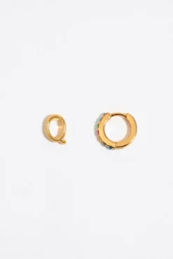 Hot BIMBA Y LOLA Pendientes Letra Q Y Aro Mini Cristales Multicolores