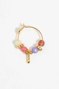 Sale BIMBA Y LOLA Pendientes Letra T Piedras Multicolores