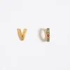New BIMBA Y LOLA Pendientes Letra V Y Aro Mini Cristales Multicolores