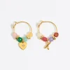 Fashion BIMBA Y LOLA Pendientes Letra X Piedras Multicolores