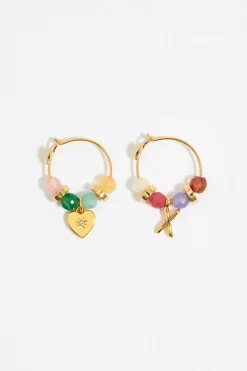 Fashion BIMBA Y LOLA Pendientes Letra X Piedras Multicolores