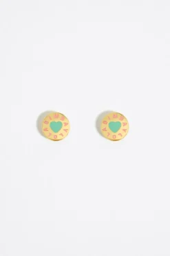 Fashion BIMBA Y LOLA Pendientes Logo Candy Aguamarina Dorados