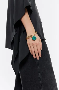 New BIMBA Y LOLA Pulsera Cadena Y Piedra Turquesa