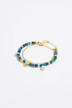 Flash Sale BIMBA Y LOLA Pulsera Doble Piedras Multicolores Y Cadena Dorada
