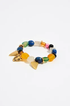 Fashion BIMBA Y LOLA Pulsera Elastica Piedras Y Hojas Doradas