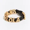 Cheap BIMBA Y LOLA Pulsera Letras Logo Piel Negra