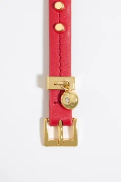 Sale BIMBA Y LOLA Pulsera Piel Tachas Roja