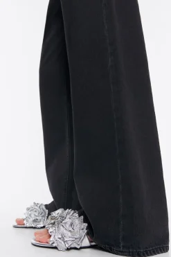 New BIMBA Y LOLA Sandalia Plana Flores Piel Plata