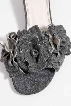 Best BIMBA Y LOLA Sandalia Tacon Flores Denim Negra