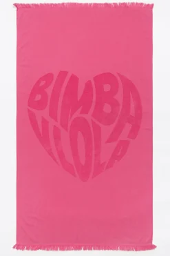 Outlet BIMBA Y LOLA Toalla Logo Corazon Jacquard Fresa