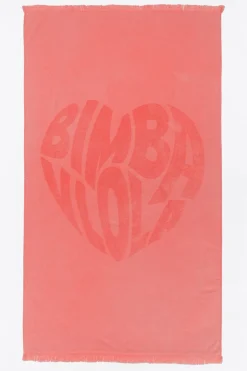 New BIMBA Y LOLA Toalla Logo Corazon Jacquard Melocoton