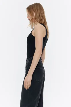 Cheap BIMBA Y LOLA Top Ajustado Logo Estampado Negro