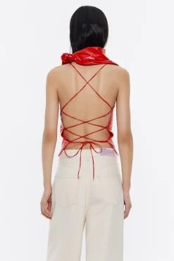 Sale BIMBA Y LOLA Top Ajustado Tejido Fantasia Rojo