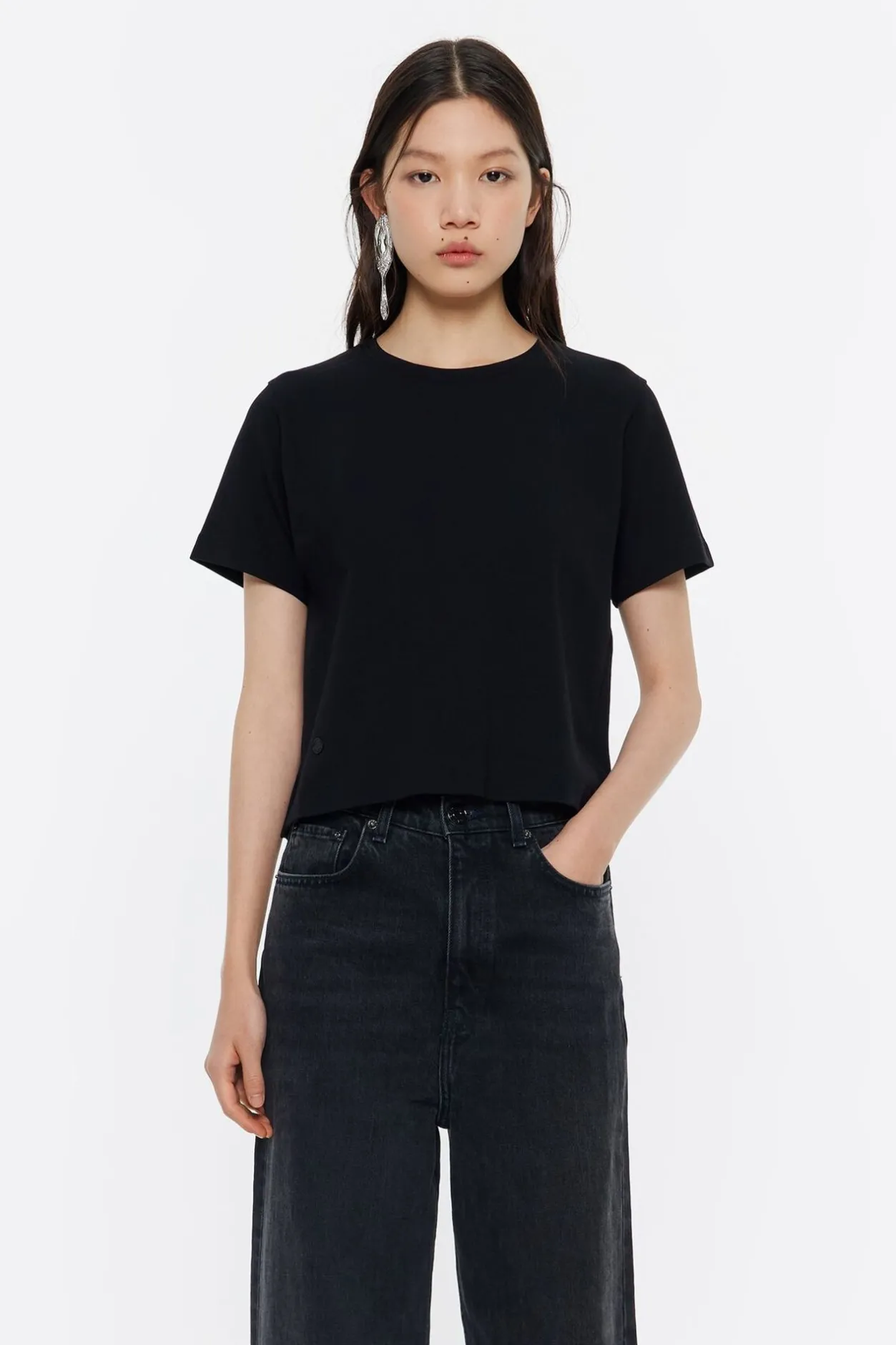 Sale BIMBA Y LOLA Top Recto Corto Punto Roma Negro