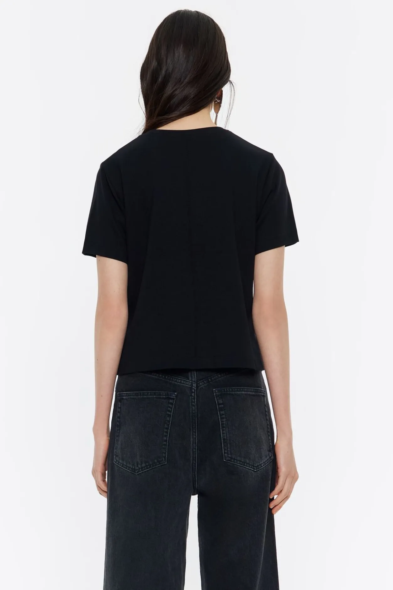 Sale BIMBA Y LOLA Top Recto Corto Punto Roma Negro