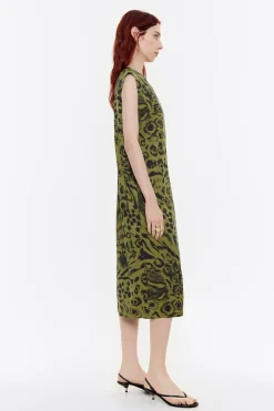 Best BIMBA Y LOLA Vestido Algodon Midi Animal Mix Verde