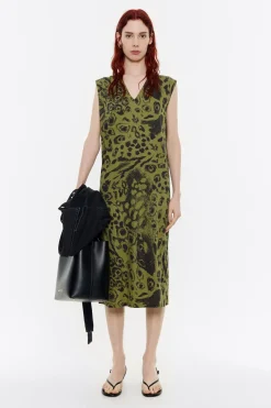 Best BIMBA Y LOLA Vestido Algodon Midi Animal Mix Verde