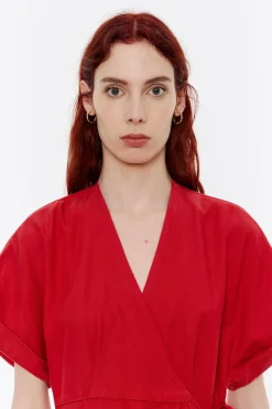 Cheap BIMBA Y LOLA Vestido Cruzado Denim Rojo