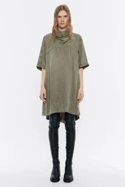 Discount BIMBA Y LOLA Vestido Cuello Panuelo Fluido Caqui