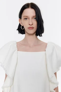 Hot BIMBA Y LOLA Vestido Denim Volantes Crudo