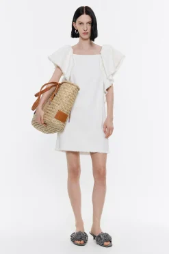 Fashion BIMBA Y LOLA Vestido Denim Volantes Crudo