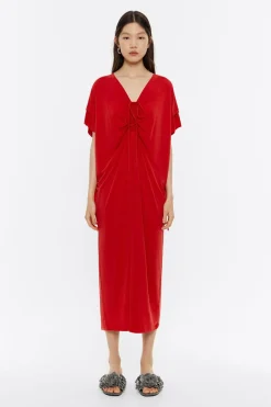Best BIMBA Y LOLA Vestido Fluido Midi Rojo