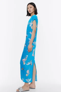 New BIMBA Y LOLA Vestido Frunces Waves Azul