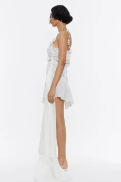 Hot BIMBA Y LOLA Vestido Fruncido Cadenas Marfil