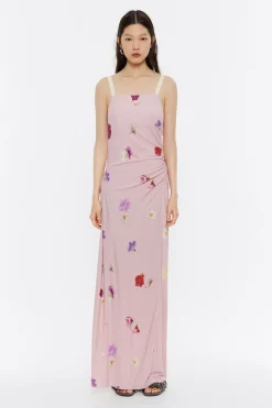 Cheap BIMBA Y LOLA Vestido Largo Fluido Flowers Rosa