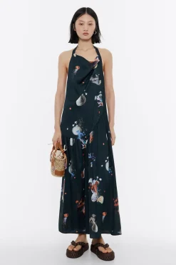 Hot BIMBA Y LOLA Vestido Linea A Waves Antracita