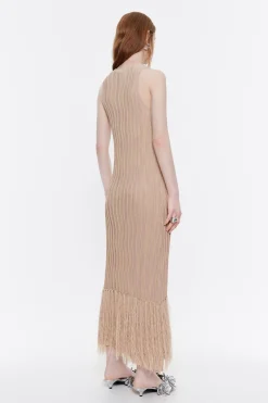 Hot BIMBA Y LOLA Vestido Punto Flecos Rosa Claro